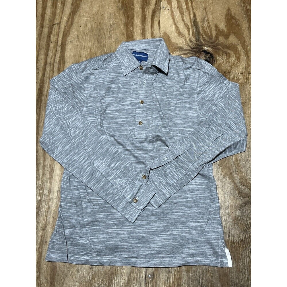 Christian Kimber Long Sleeve Polo Shirt Men Medium Button Knit @F5